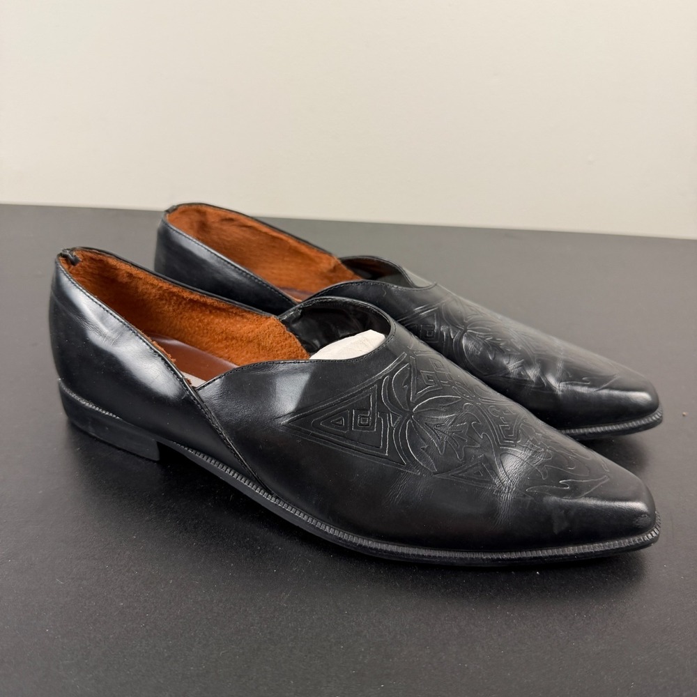 Vintage Unisa Flex Western Loafer Shoes Women's 8.5B Black Patent Leather Dressy